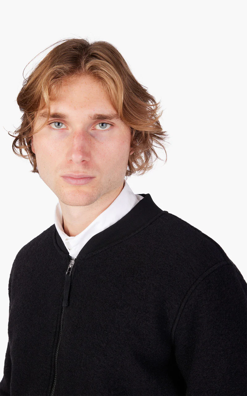 Universal Works Zip Bomber Wool Fleece Black - Image 6