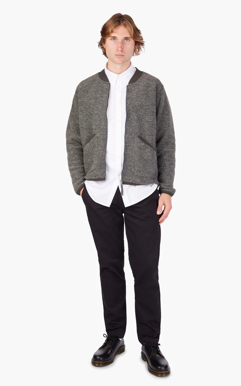 Universal Works Zip Bomber Wool Fleece Grey Marl - Image 2