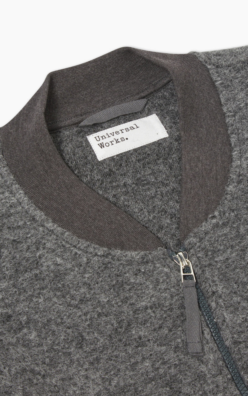 Universal Works Zip Bomber Wool Fleece Grey Marl - Image 3