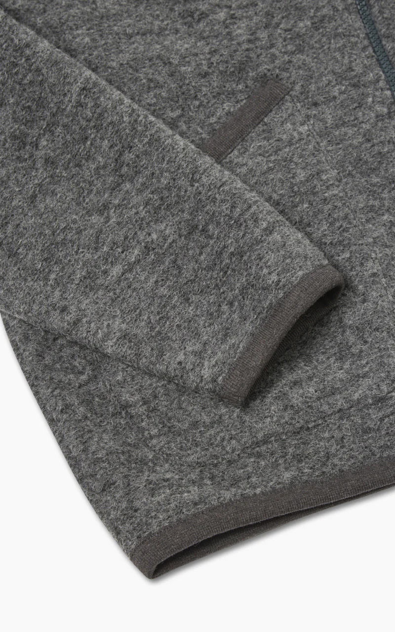 Universal Works Zip Bomber Wool Fleece Grey Marl - Image 5