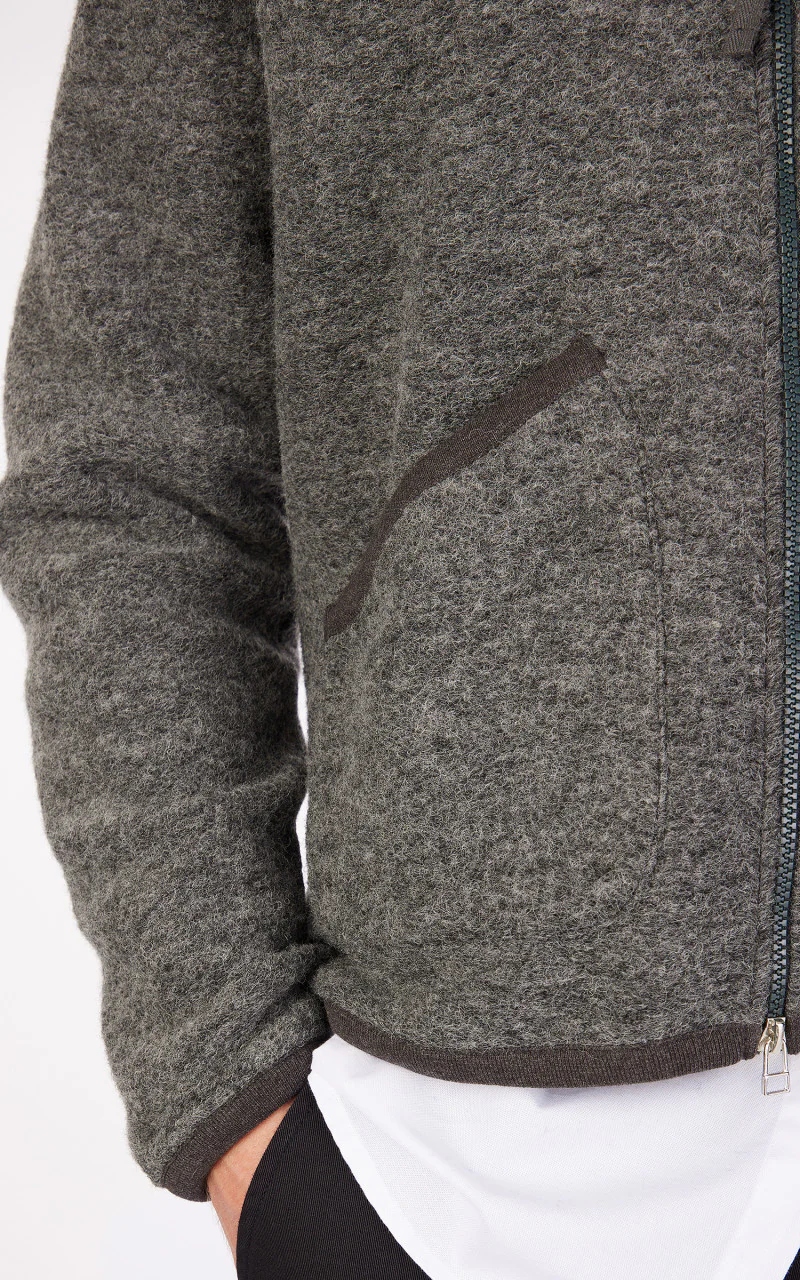 Universal Works Zip Bomber Wool Fleece Grey Marl - Image 8