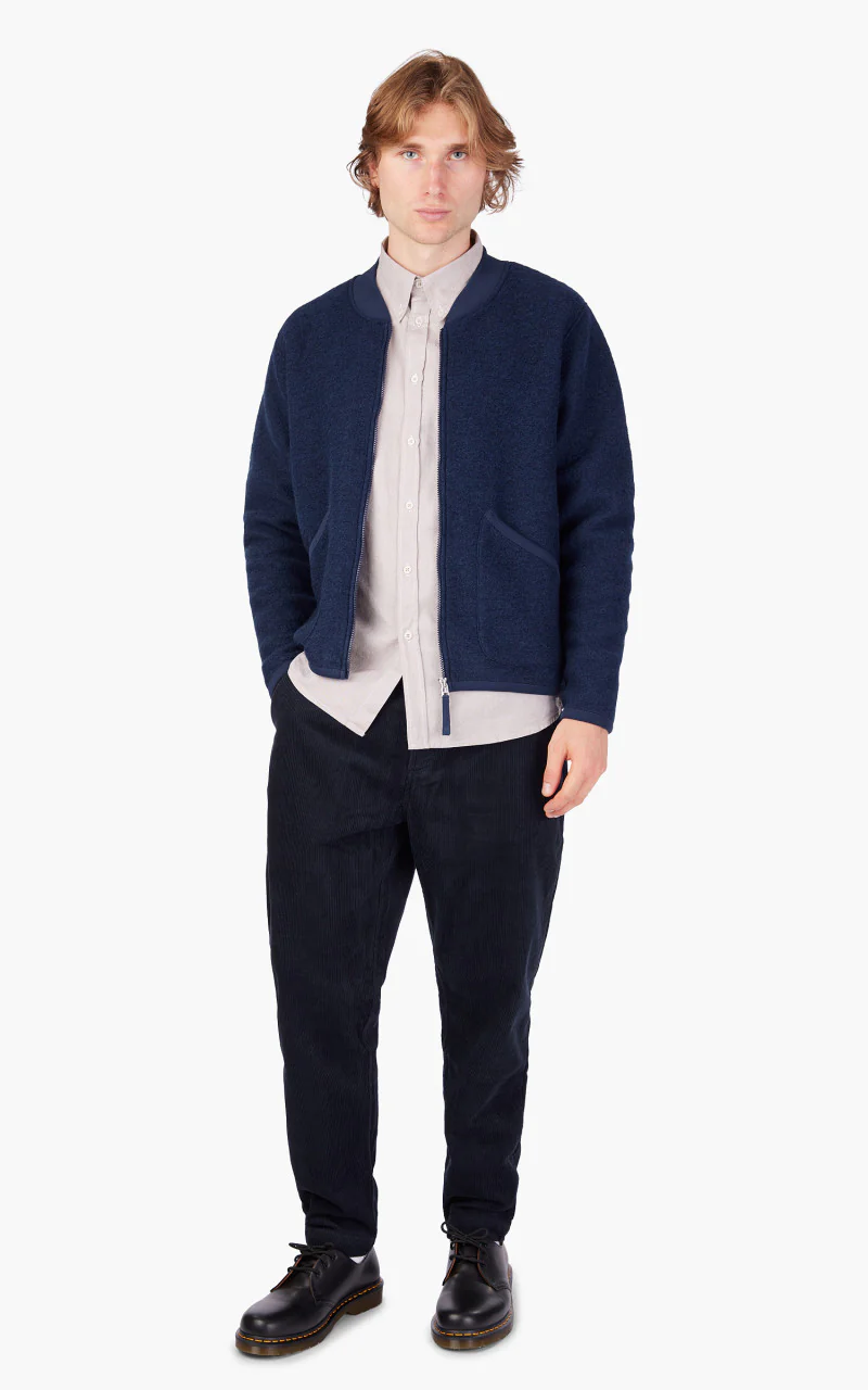 Universal Works Zip Bomber Wool Fleece Indigo - Image 2