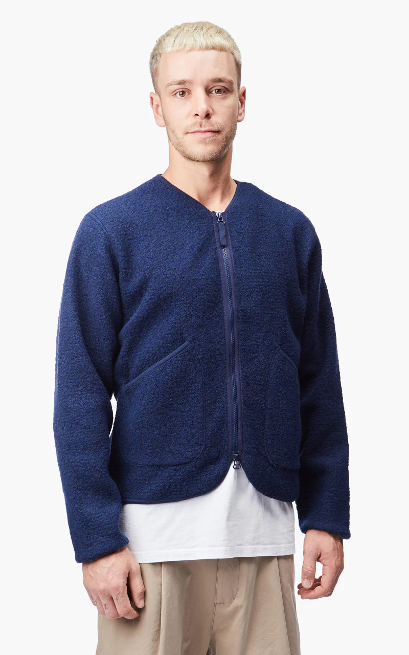 Universal Works Zip Liner Jacket Tibet Fleece Navy - Image 6