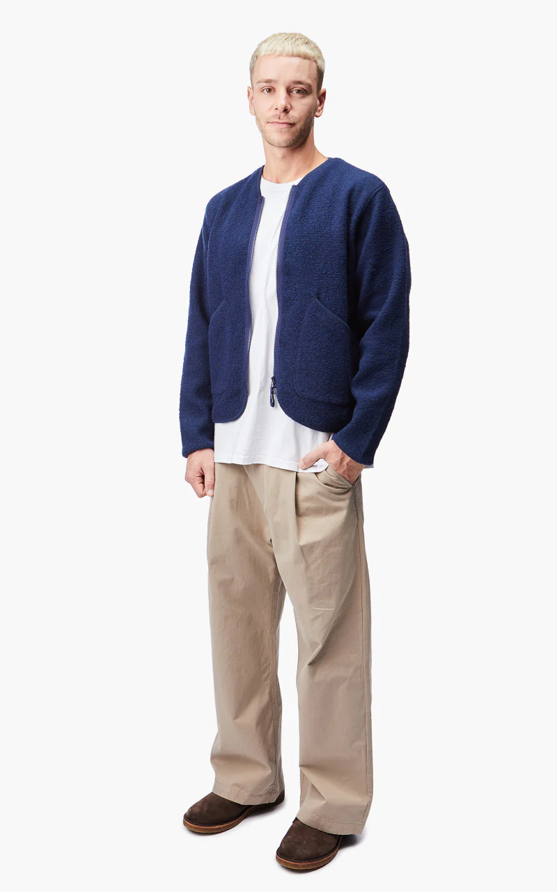 Universal Works Zip Liner Jacket Tibet Fleece Navy - Image 7