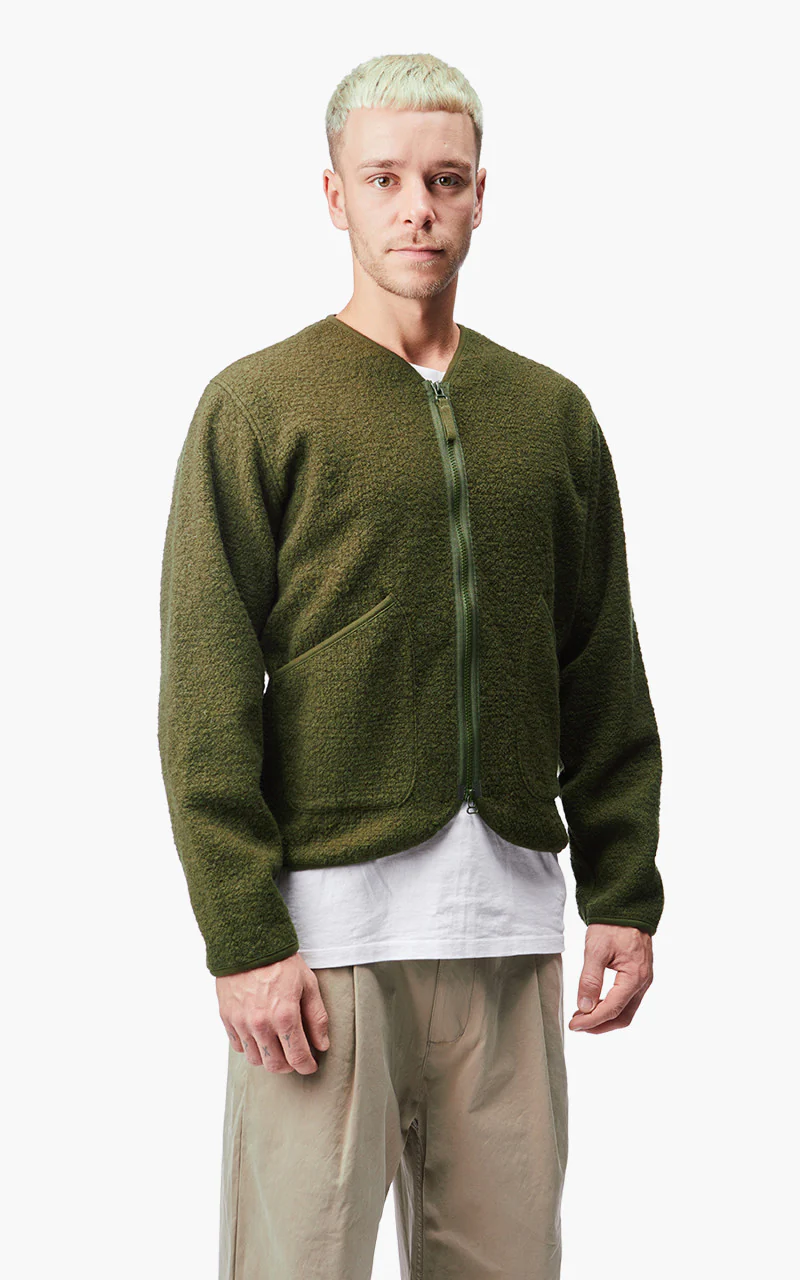 Universal Works Zip Liner Jacket Tibet Fleece Olive - Image 10