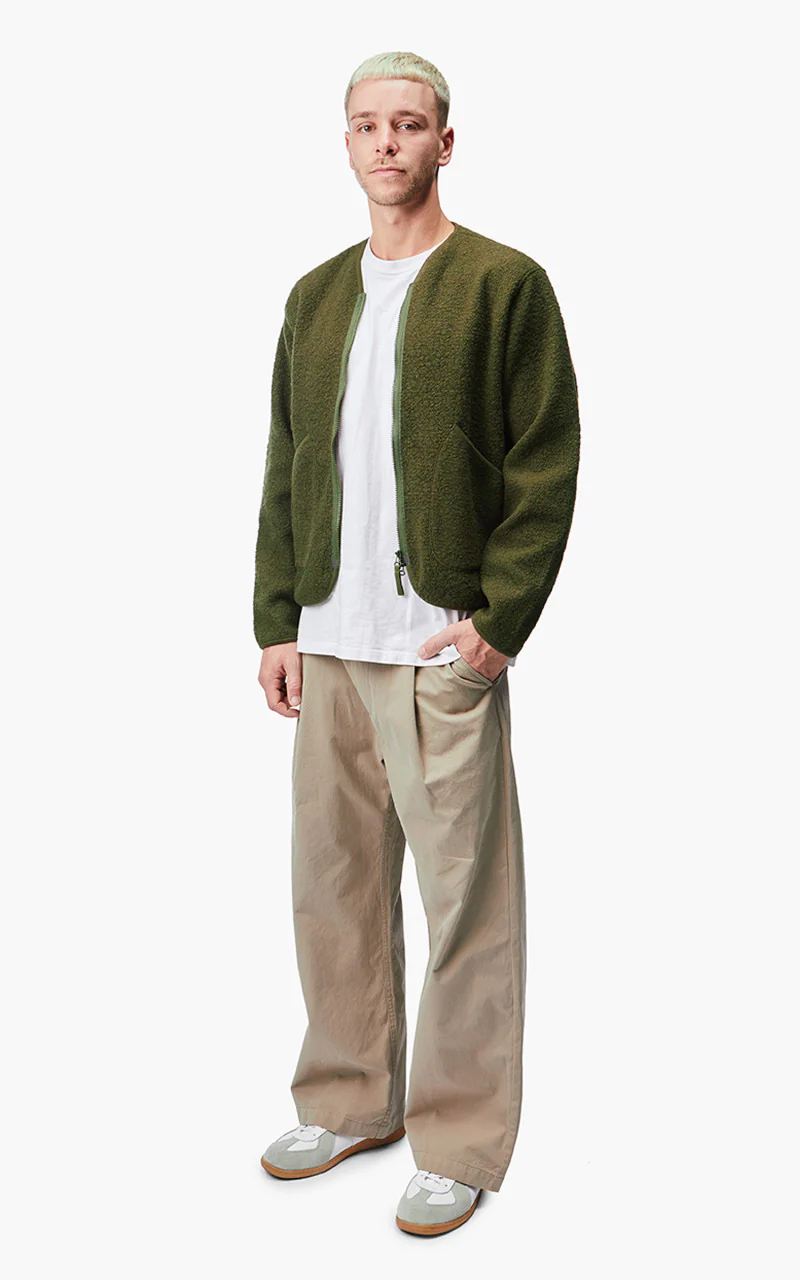 Universal Works Zip Liner Jacket Tibet Fleece Olive - Image 6