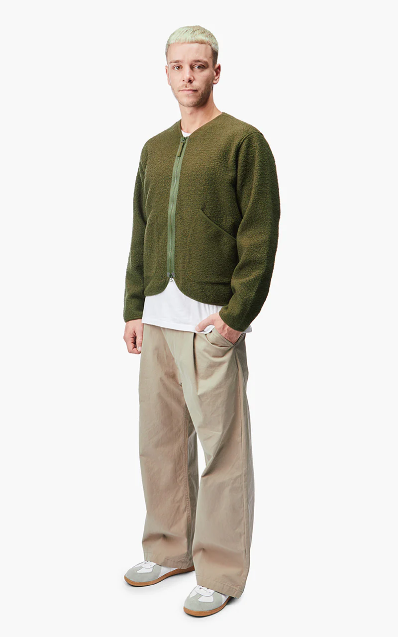 Universal Works Zip Liner Jacket Tibet Fleece Olive - Image 7