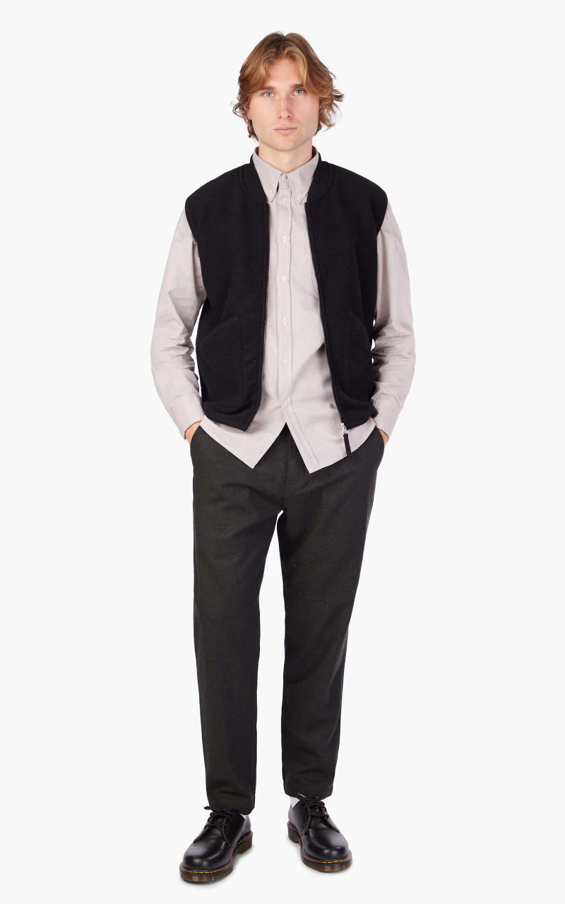 Universal Works Zip Waistcoat Wool Fleece Black - Image 2