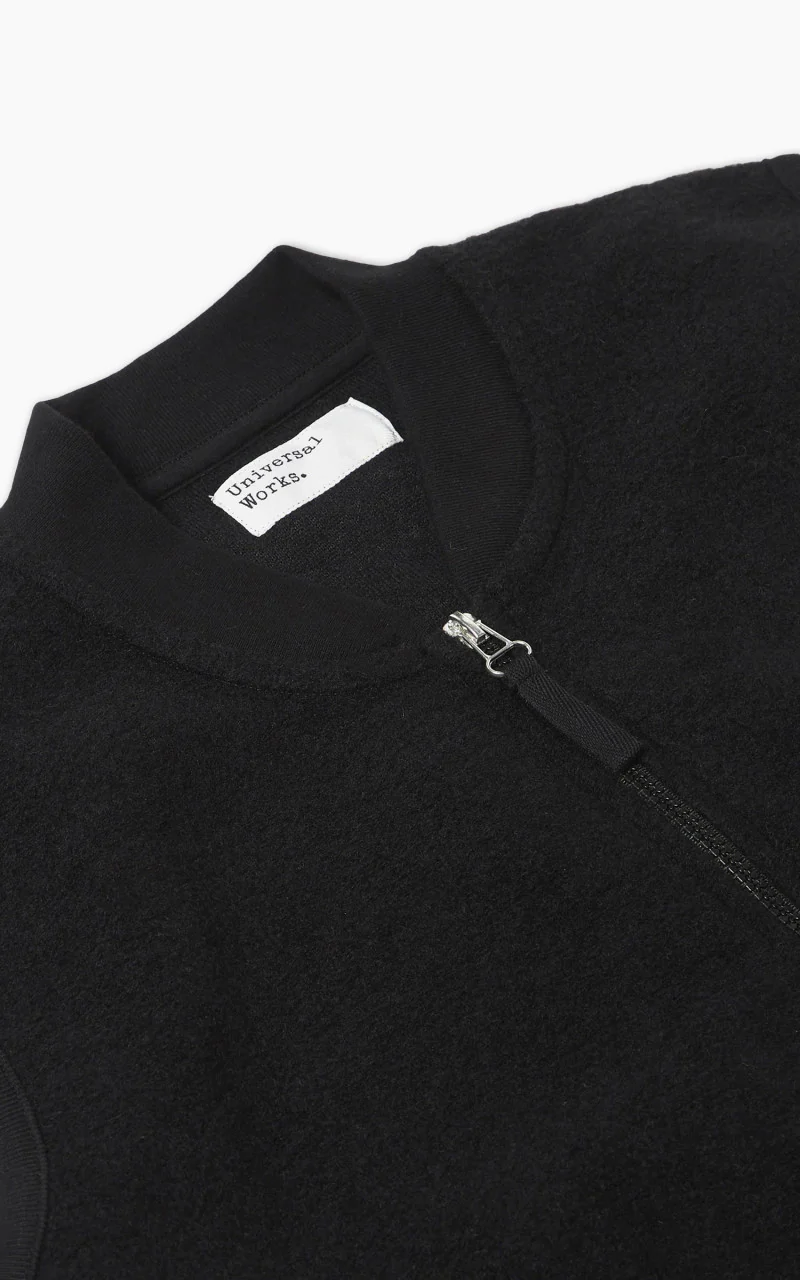Universal Works Zip Waistcoat Wool Fleece Black - Image 3