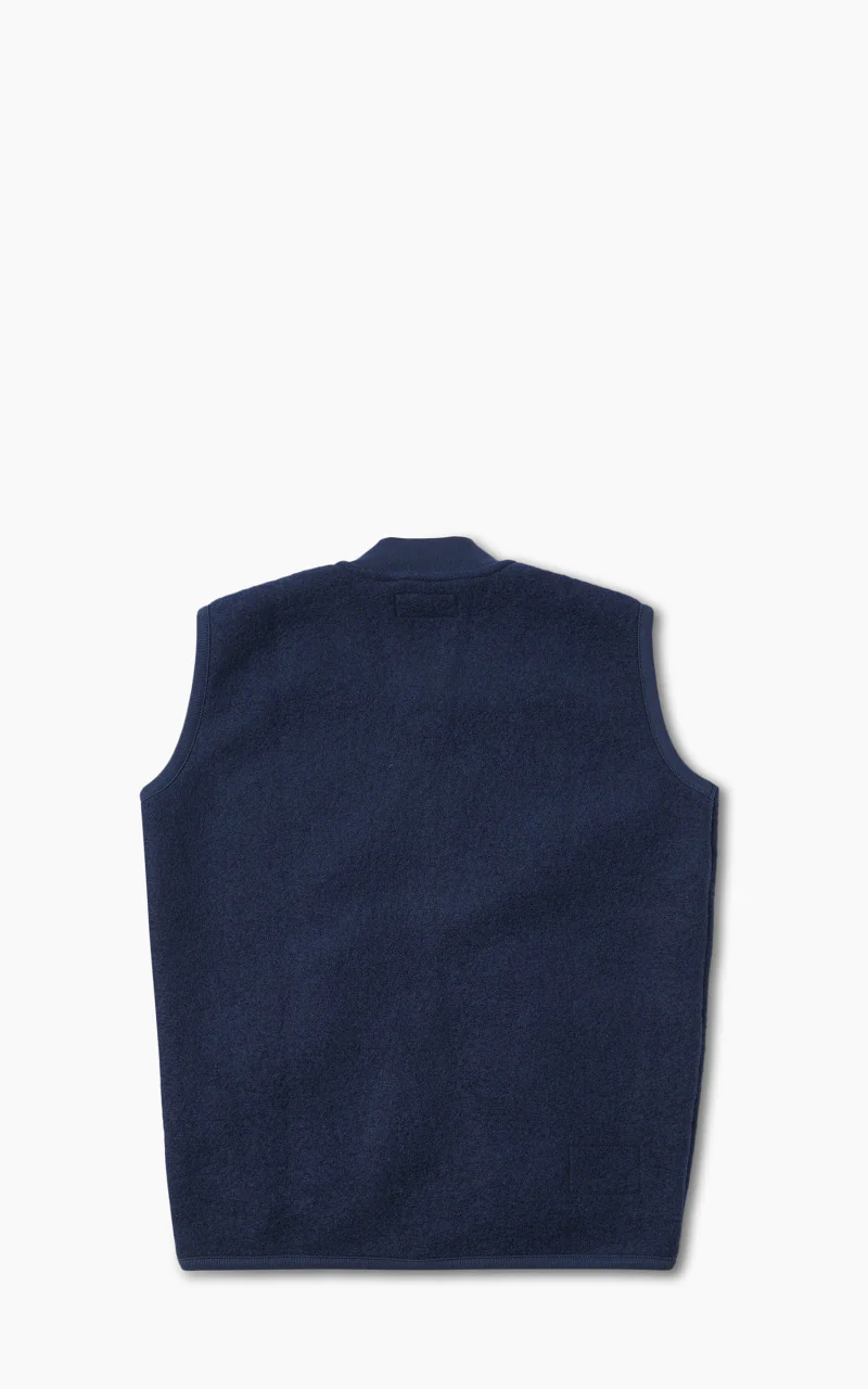 Universal Works Zip Waistcoat Wool Fleece Indigo - Image 9