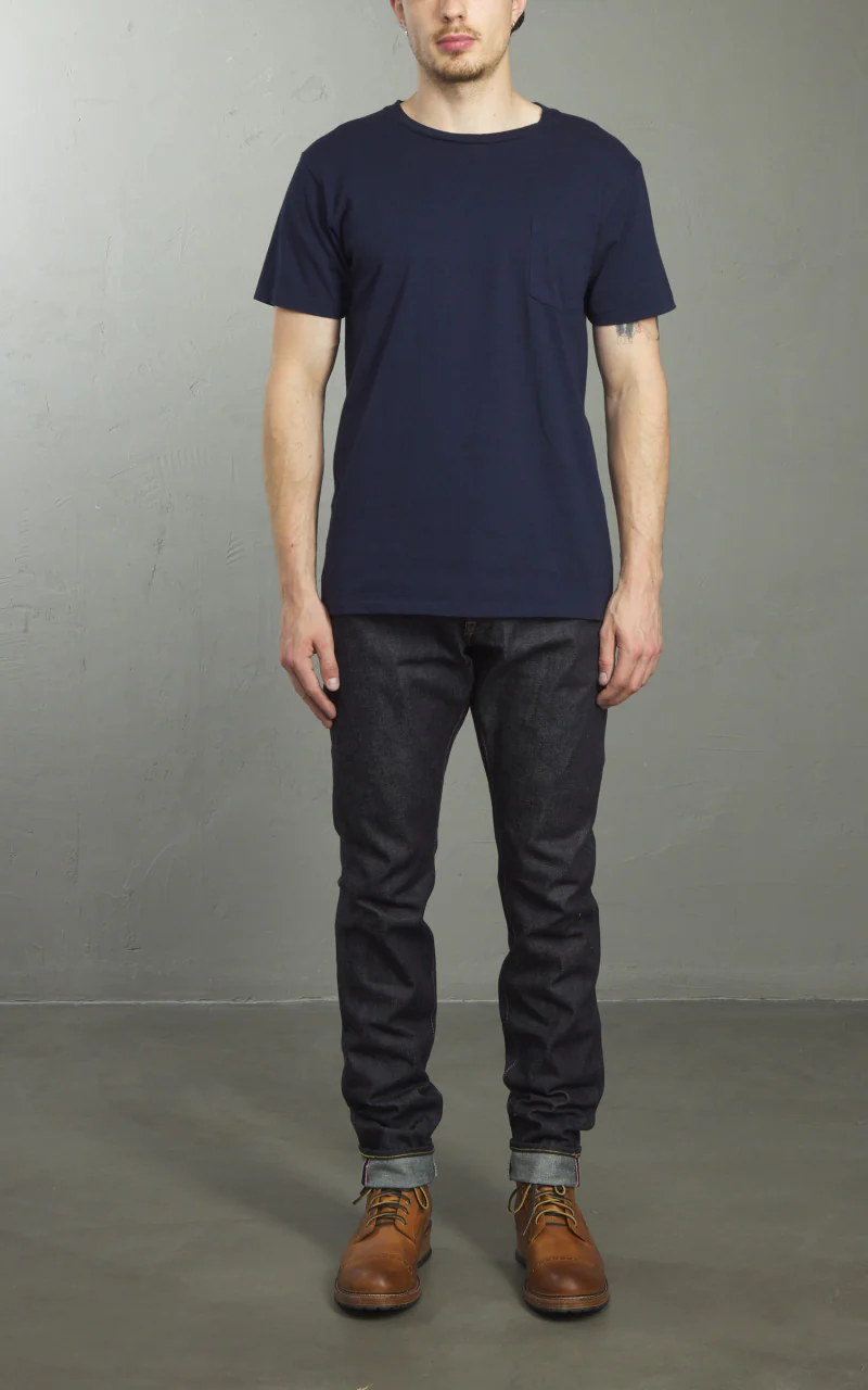 Velva Sheen Crew Neck Pocket Tee 2-Pack Navy - Image 3