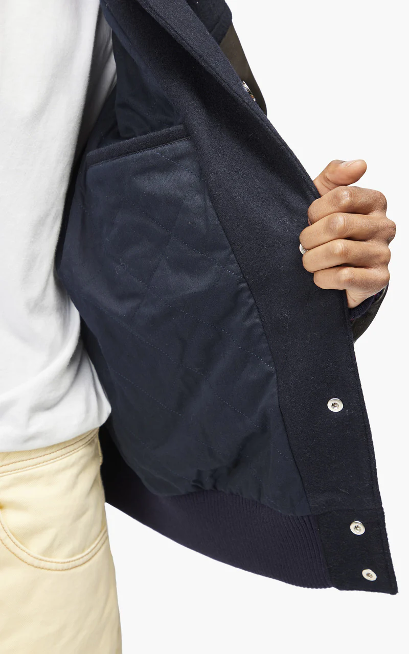 Wales Bonner Ascend Varsity Jacket Navy/Brown - Image 7