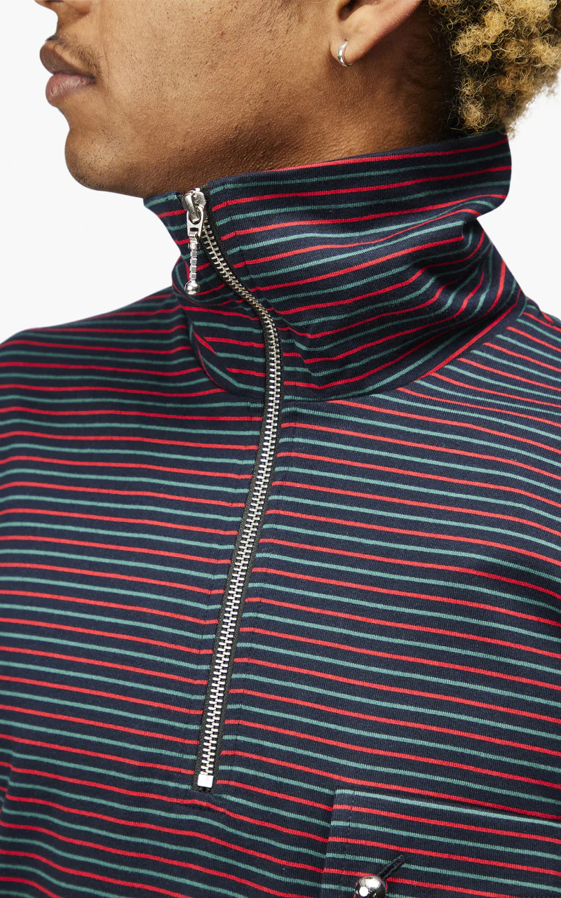 Wales Bonner Franco Half Zip Top Multi/Navy - Image 3