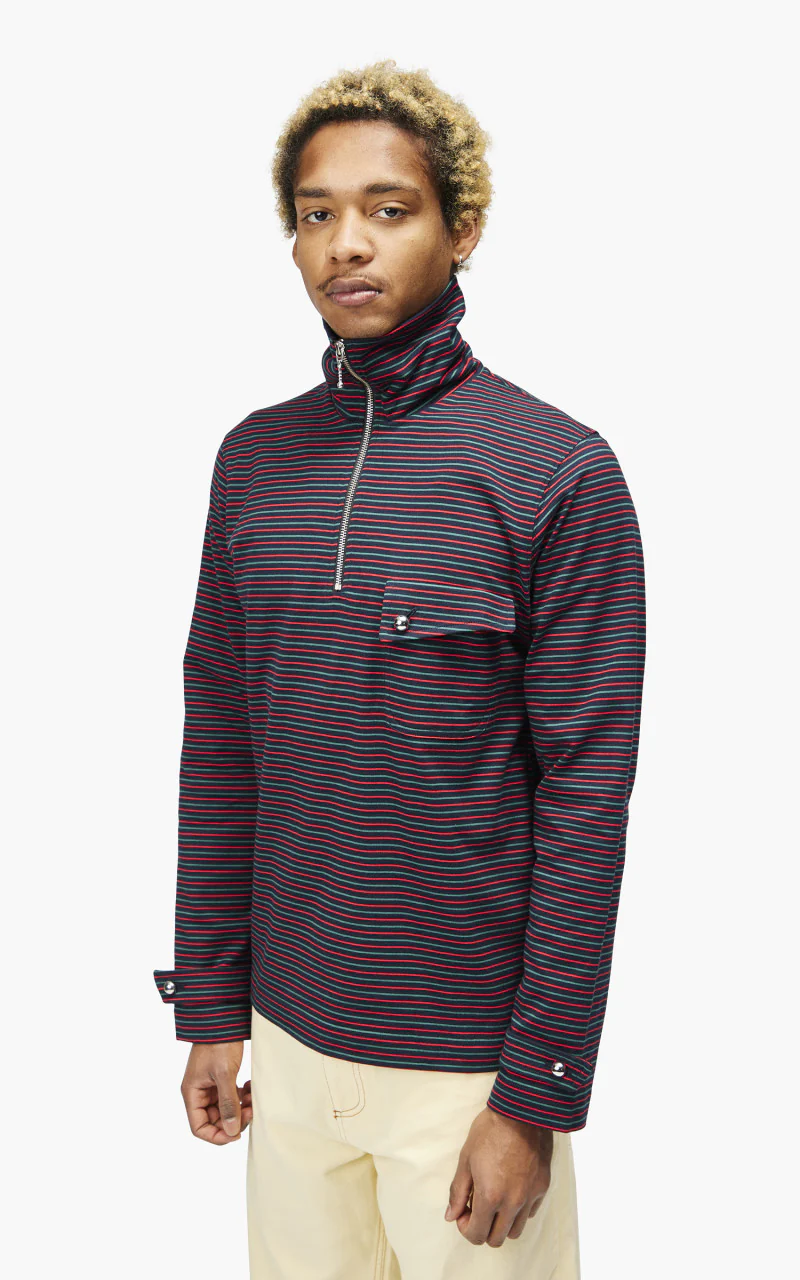 Wales Bonner Franco Half Zip Top Multi/Navy - Image 4