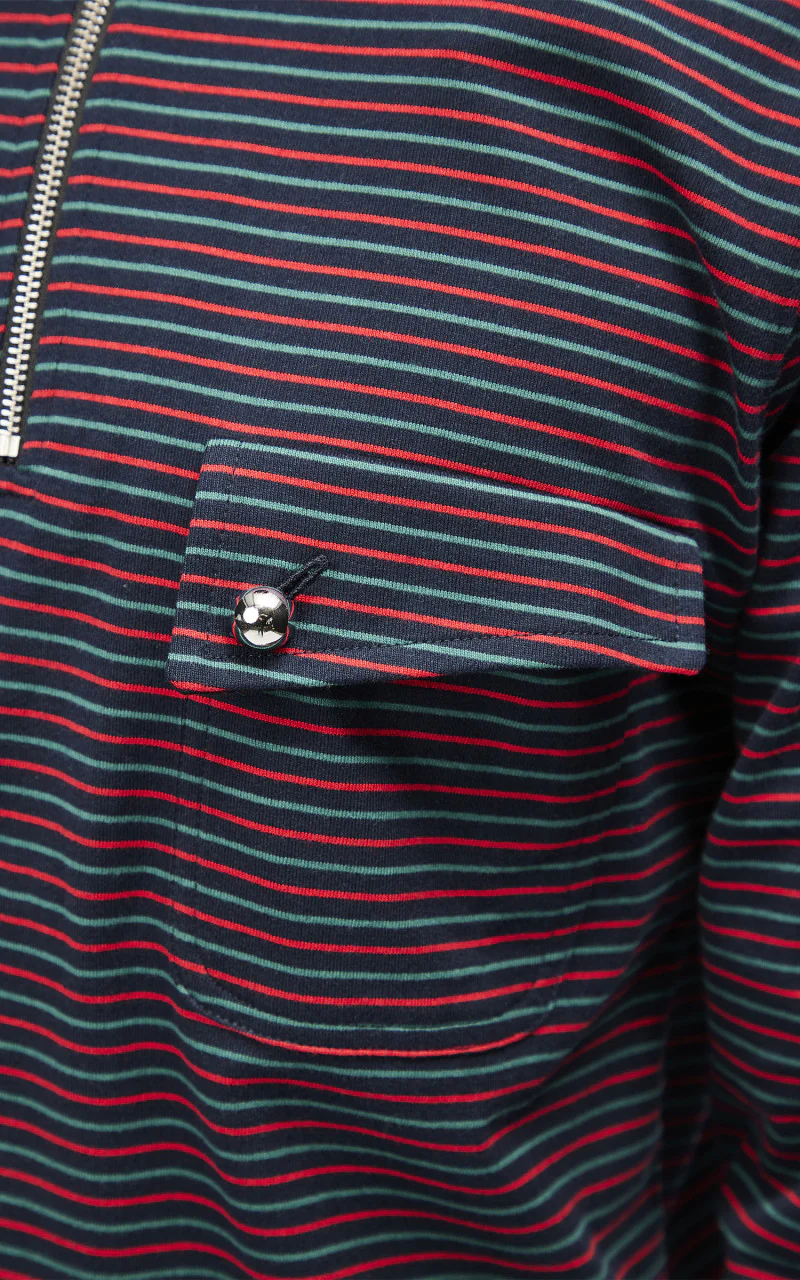 Wales Bonner Franco Half Zip Top Multi/Navy - Image 5