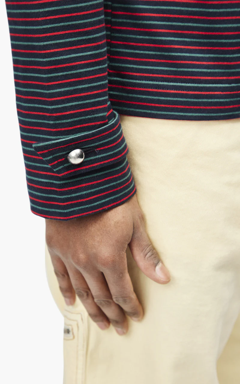 Wales Bonner Franco Half Zip Top Multi/Navy - Image 7