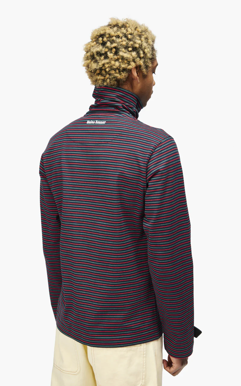 Wales Bonner Franco Half Zip Top Multi/Navy - Image 8