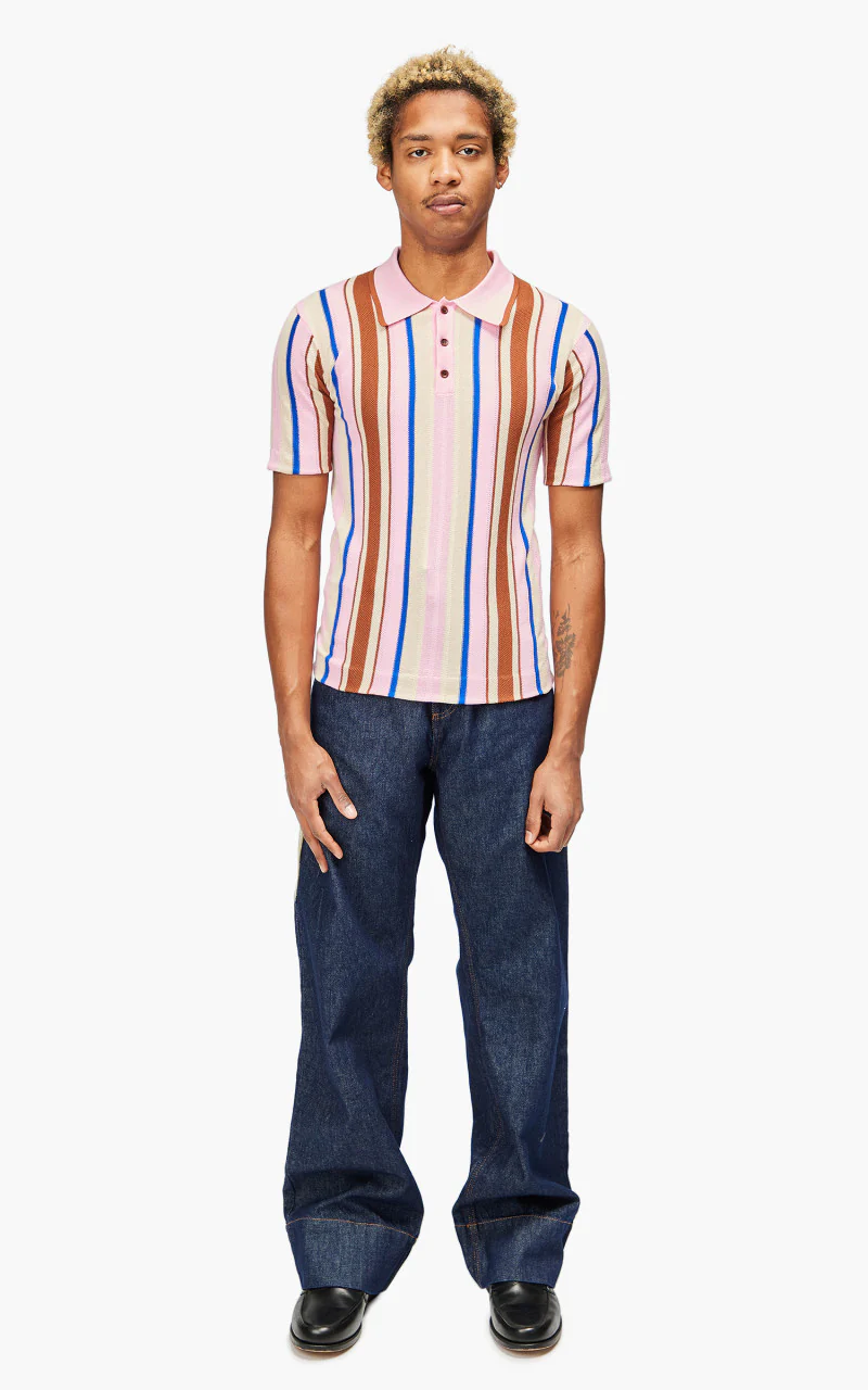 Wales Bonner Optimist Polo Shirt Multi/Pink - Image 2