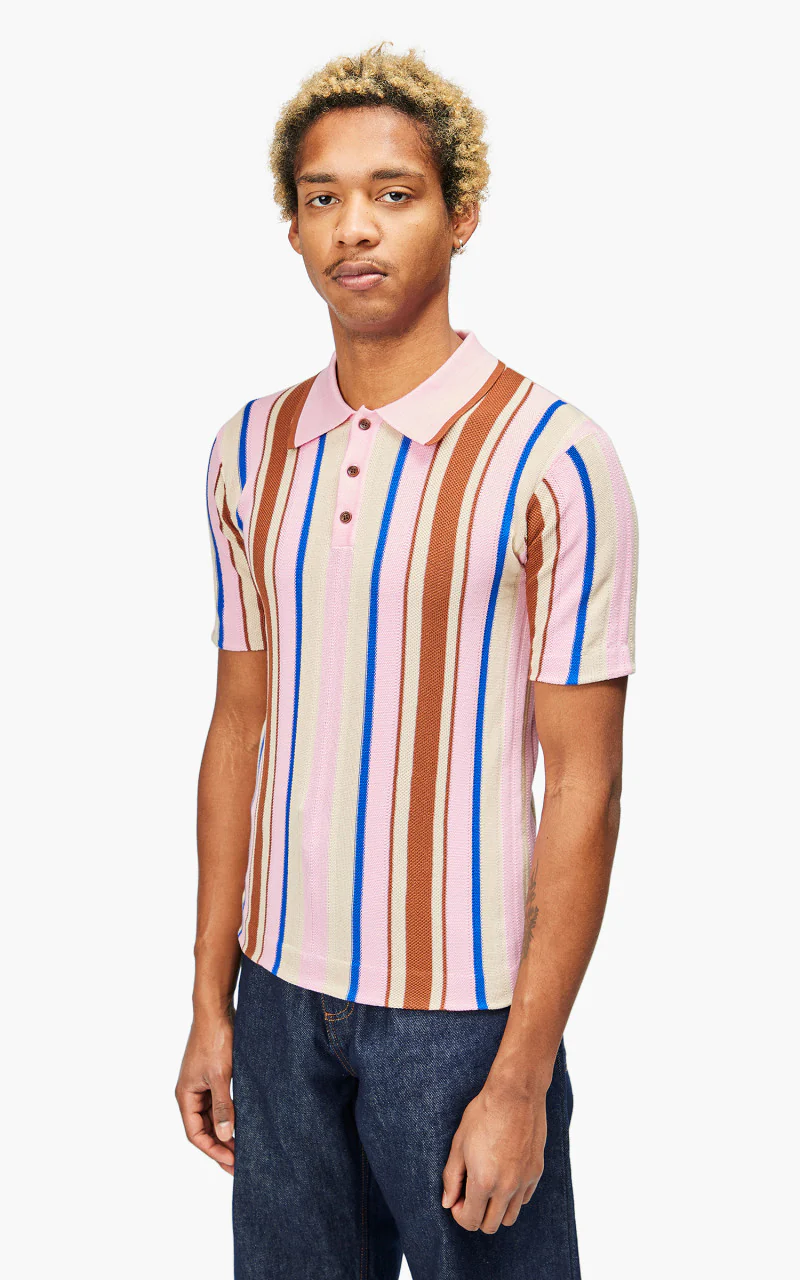Wales Bonner Optimist Polo Shirt Multi/Pink - Image 3