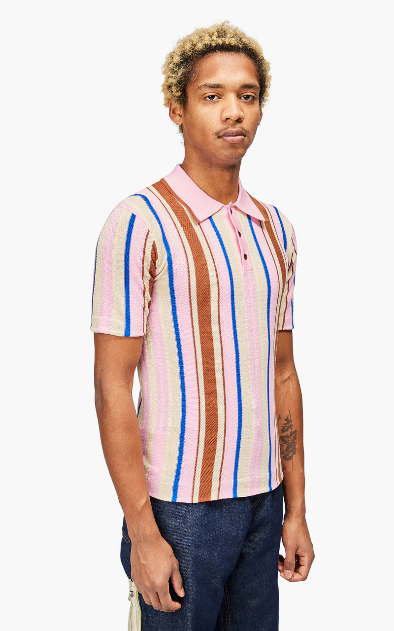 Wales Bonner Optimist Polo Shirt Multi/Pink - Image 5