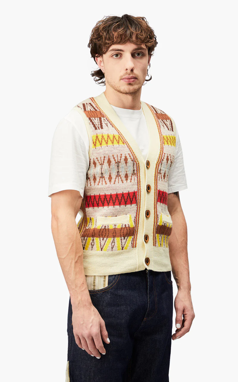 Wales Bonner Orchestra Vest Pale Yellow Multi - Image 6