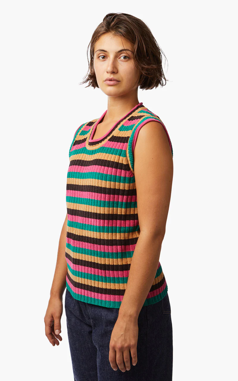 Wales Bonner Swing Vest Pink Multi Stripe - Image 3