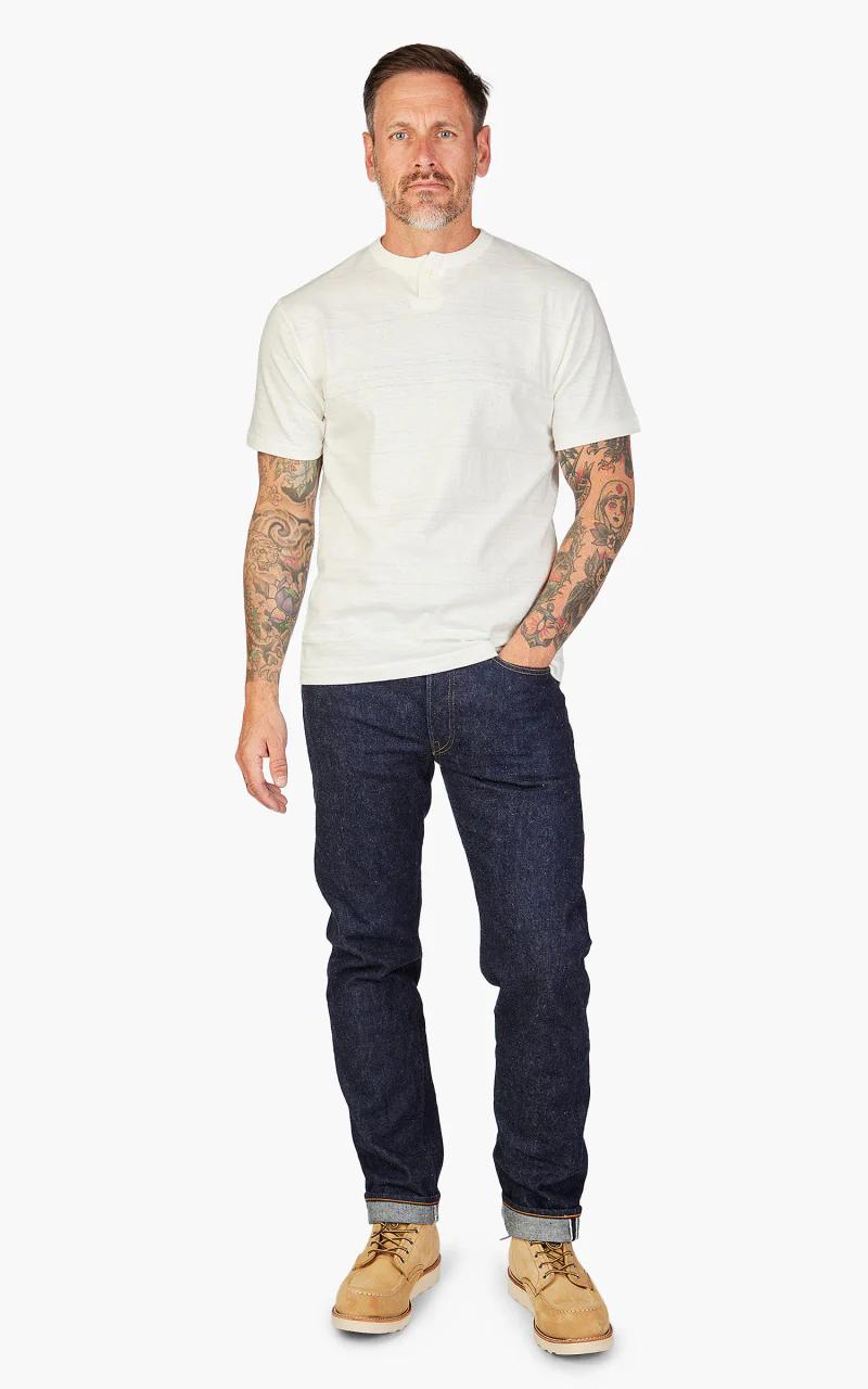 Warehouse & Co. 4082 One Button Henley T-Shirt Off White - Image 2