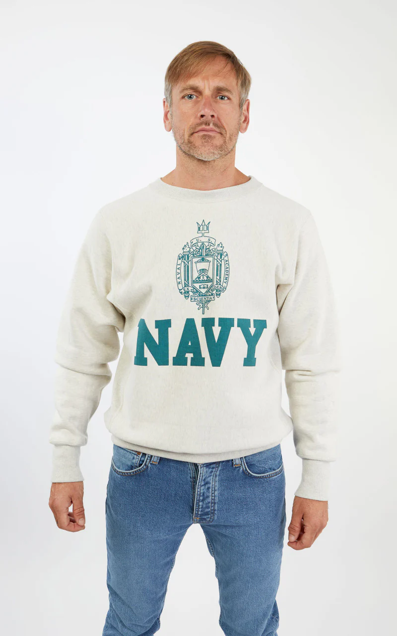 Warehouse & Co. 483 Navy Sweatshirt Oatmeal - Image 5