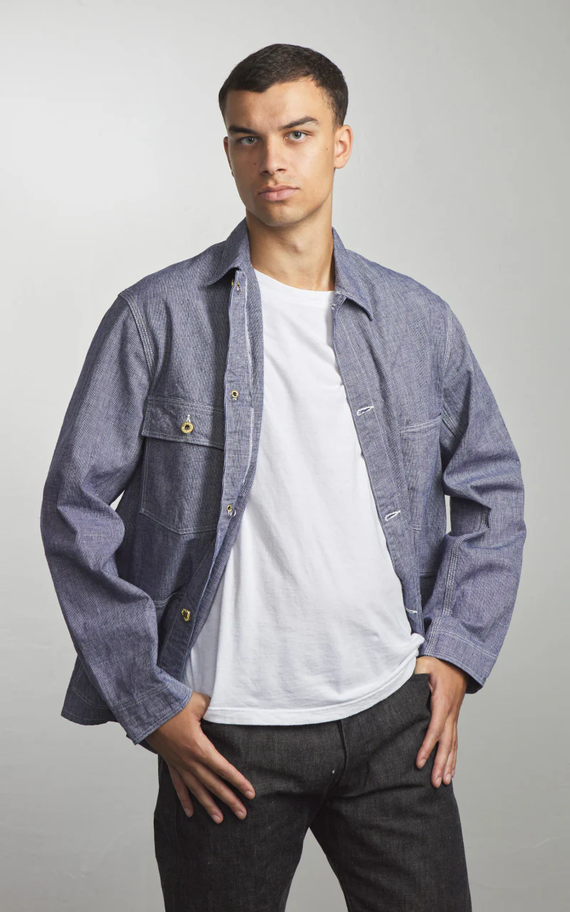 Warehouse & Co. Lot 2195 Selvedge Indigo Pincheck Change Button Coverall - Image 11