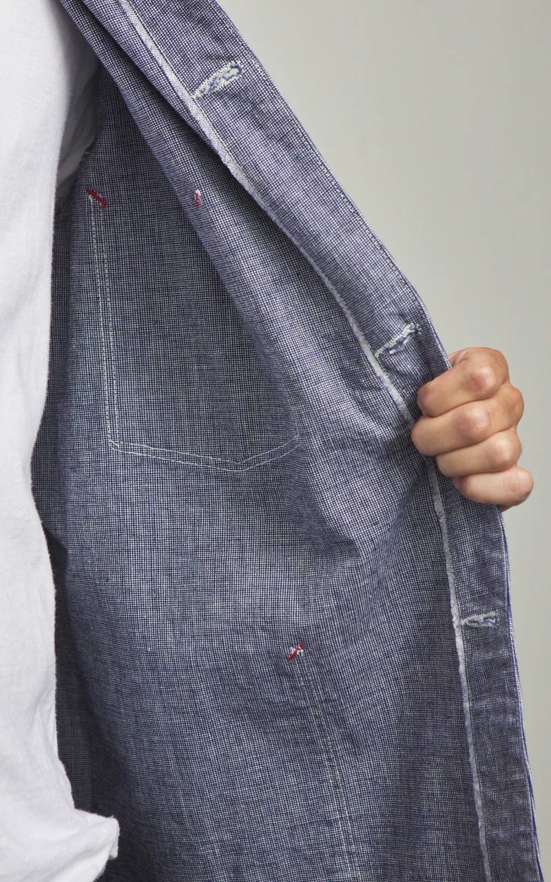 Warehouse & Co. Lot 2195 Selvedge Indigo Pincheck Change Button Coverall - Image 14