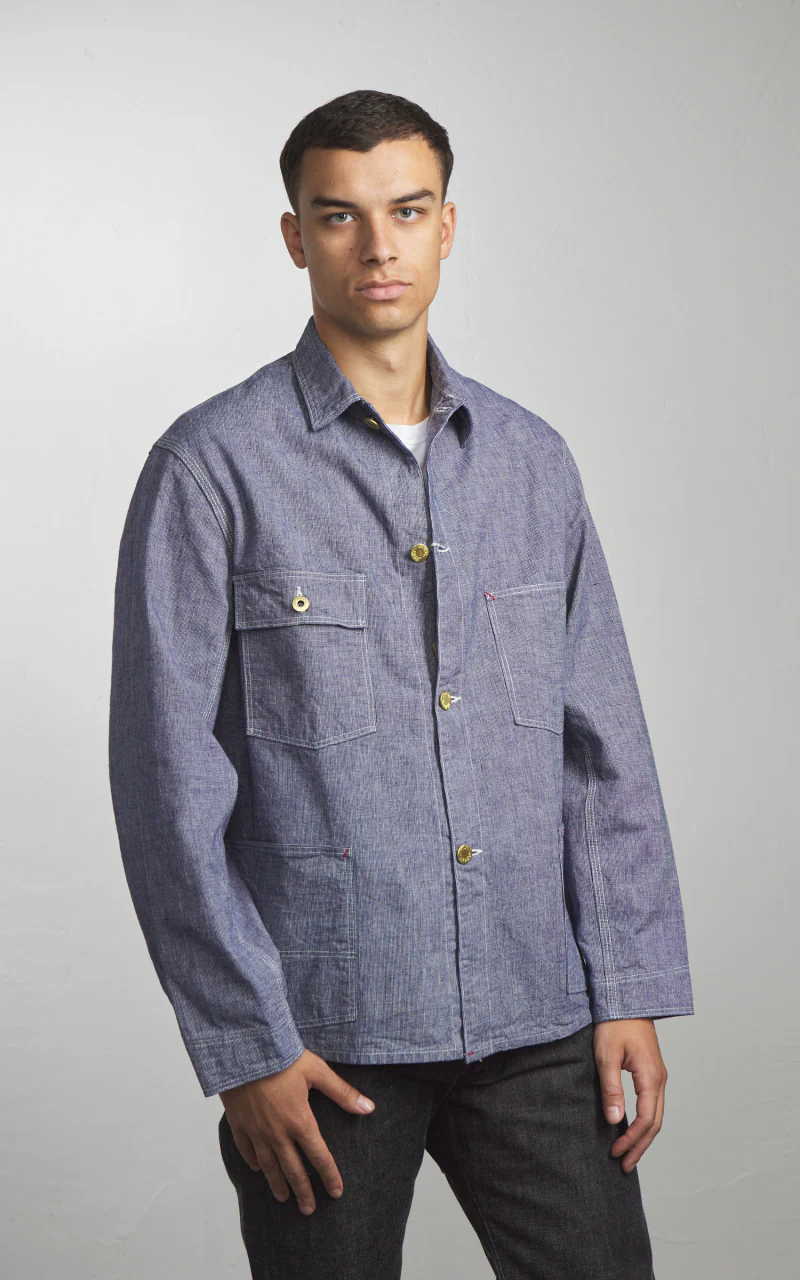 Warehouse & Co. Lot 2195 Selvedge Indigo Pincheck Change Button Coverall - Image 2