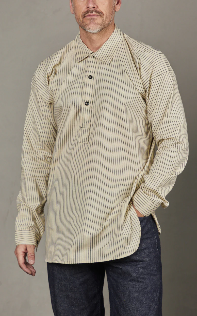 Warehouse & Co. Lot 3045 Striped Pullover Shirt Ecru - Image 3