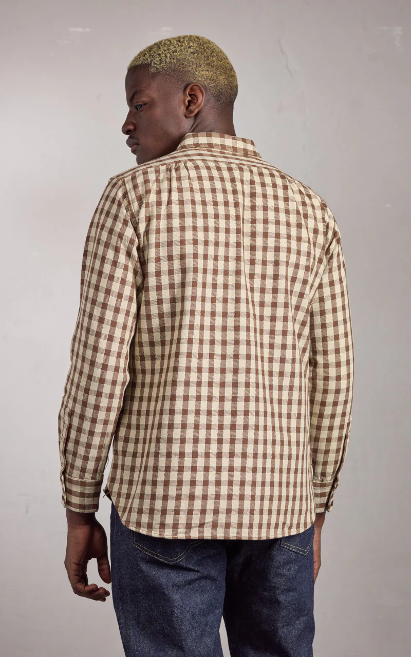 Warehouse & Co. Lot 3052 Long Horn Type Flannel Western Shirt Brown Check - Image 4