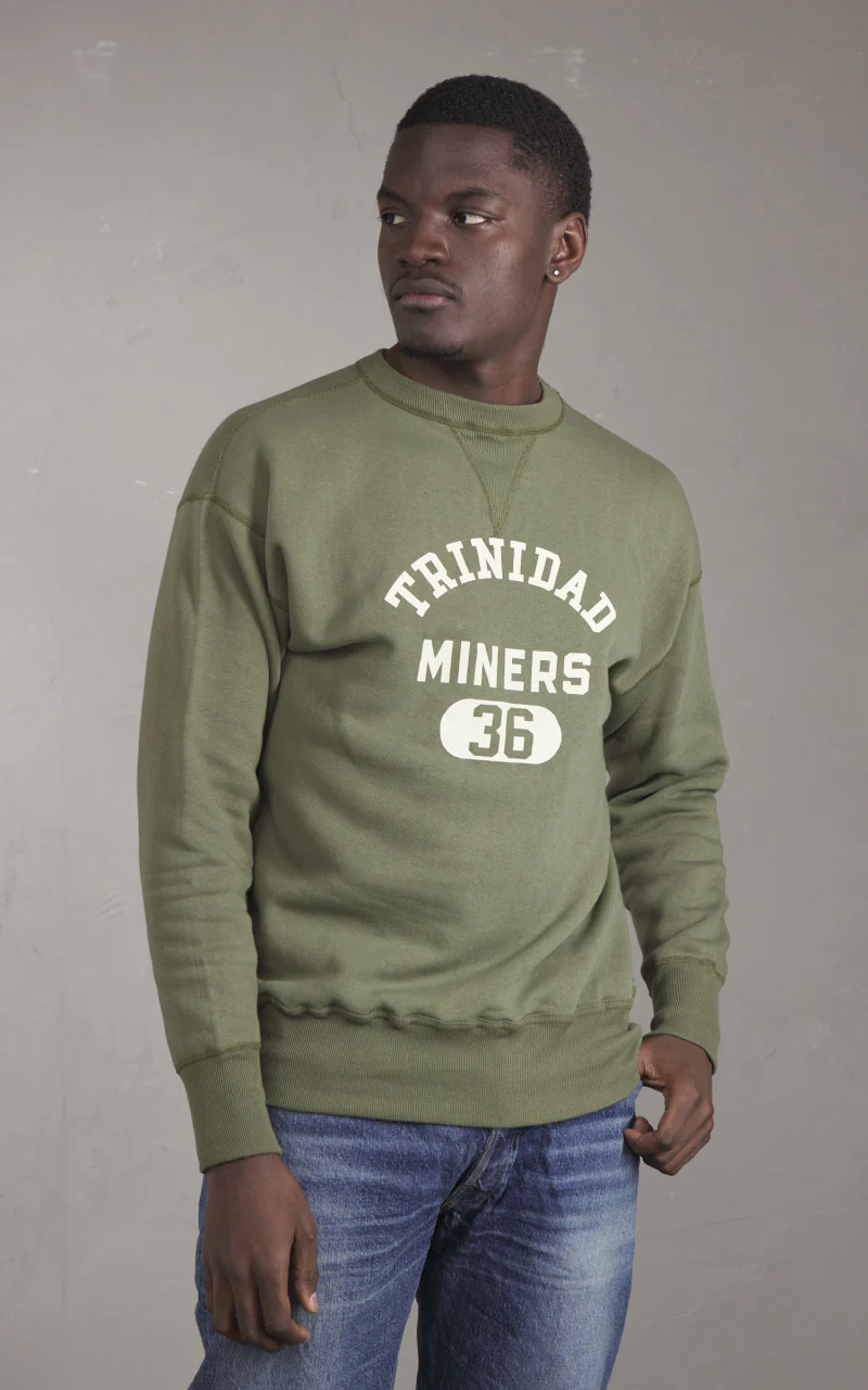 Warehouse & Co. Lot 401 Trinidad Print Sweatshirt Olive Drab - Image 5