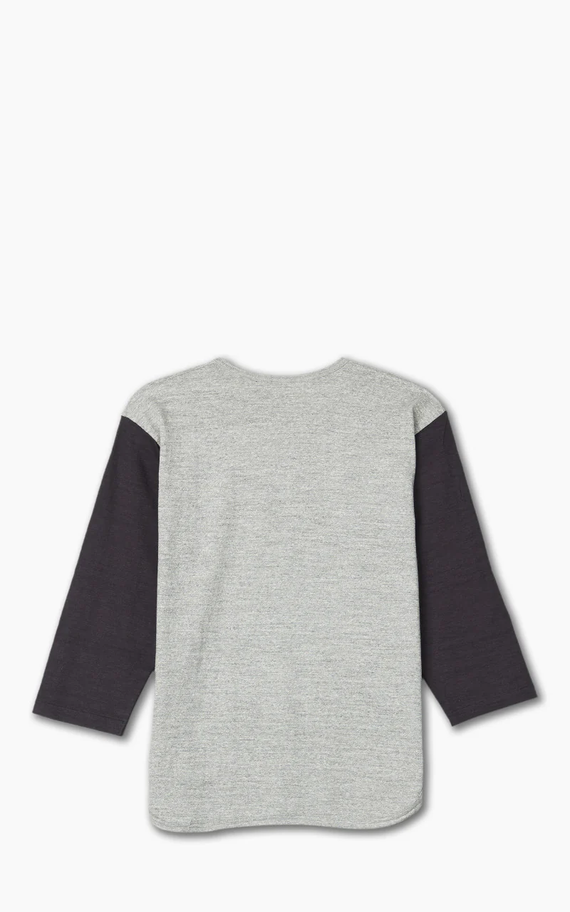 Warehouse & Co. Lot 4058 Three Quarter Baseball Henley T-Shirt Heather Grey/Sumikuro - Image 3