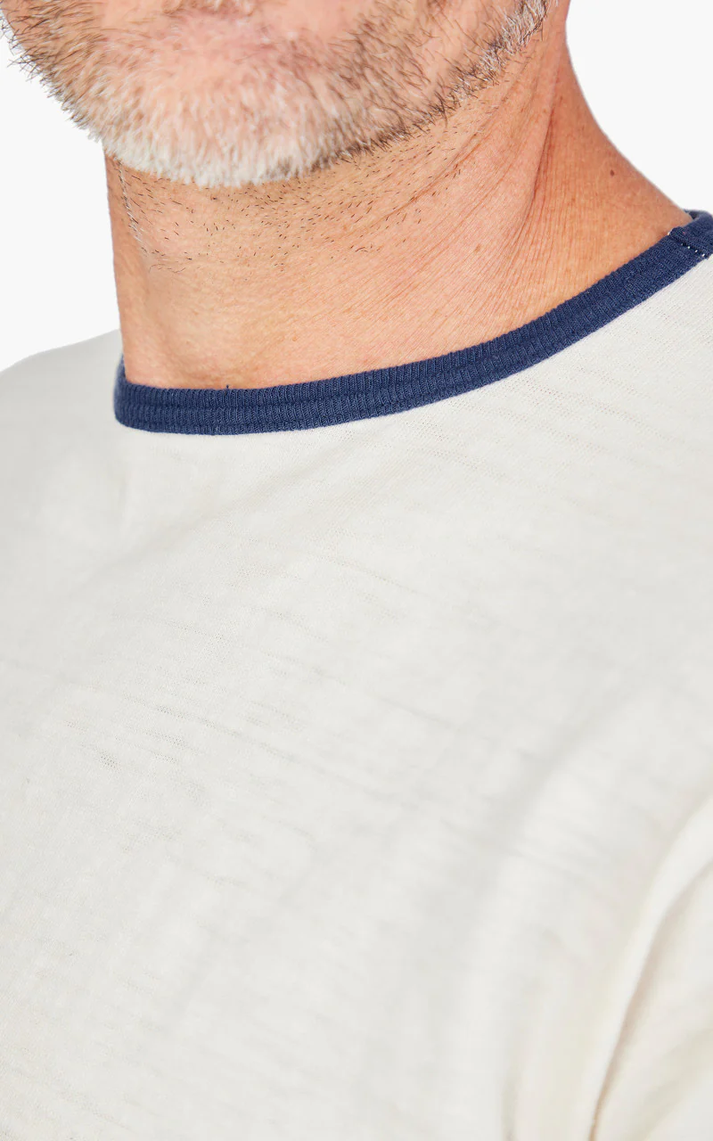 Warehouse & Co. Lot 4059 Ringer Tee No Print Cream/Navy - Image 5