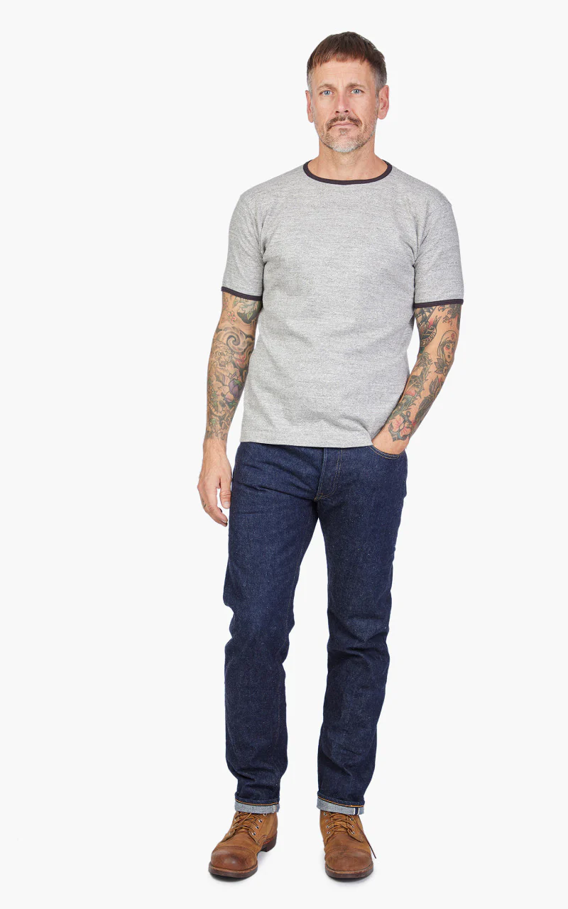 Warehouse & Co. Lot 4059 Ringer Tee No Print Heather Grey/Sumikuro - Image 2
