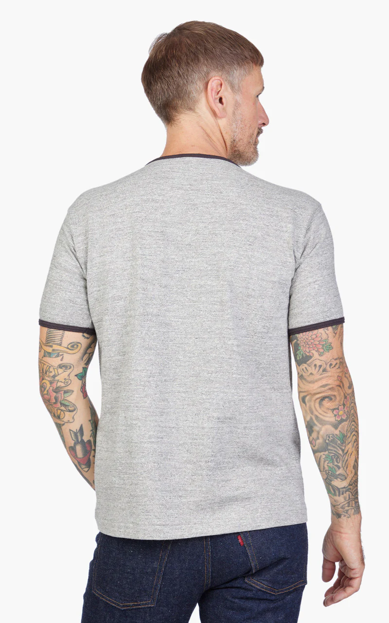 Warehouse & Co. Lot 4059 Ringer Tee No Print Heather Grey/Sumikuro - Image 6