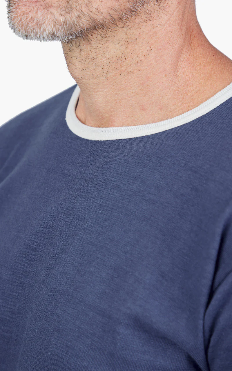 Warehouse & Co. Lot 4059 Ringer Tee No Print Navy/Cream - Image 5