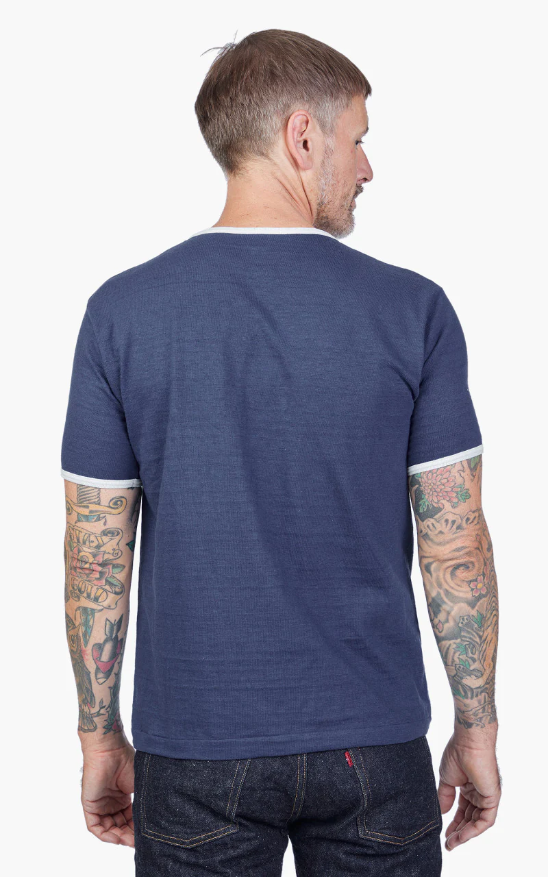 Warehouse & Co. Lot 4059 Ringer Tee No Print Navy/Cream - Image 6