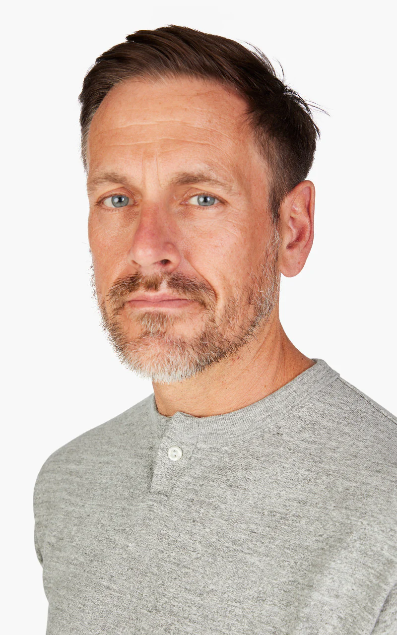 Warehouse & Co. Lot 4082 One Button Henley T-Shirt Heather Grey - Image 5