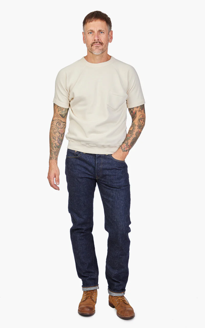 Warehouse & Co. Lot 4085 Short Sleeve Pocket Sweatshirt Cream - Image 2