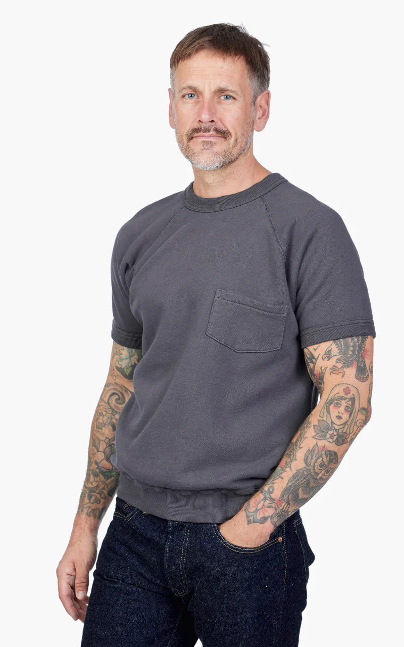 Warehouse & Co. Lot 4085 Short Sleeve Pocket Sweatshirt Navy - Image 4