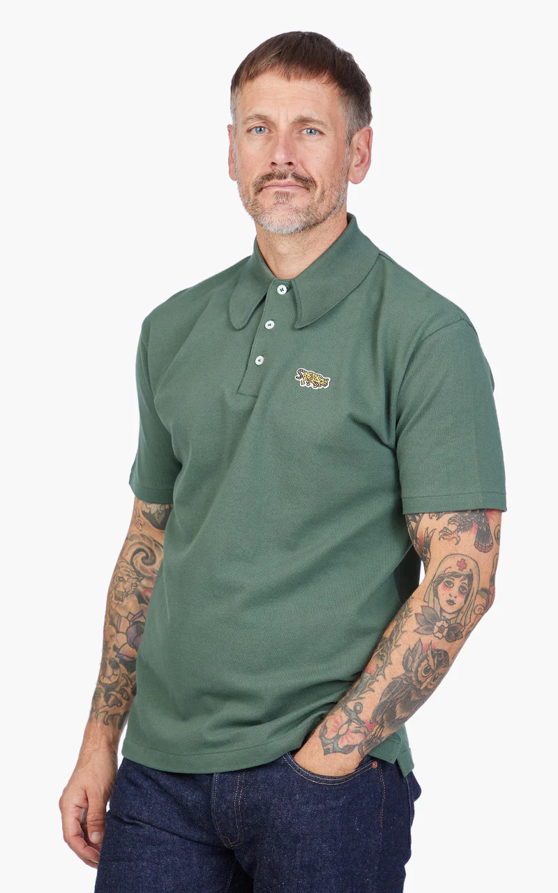 Warehouse & Co. Lot 4090 Pique Polo Shirt Jaguar Green - Image 4
