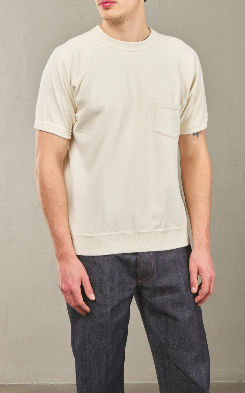 Warehouse & Co. Lot 4105 Short Sleeve Pocket Sweatshirt Cream - Image 2