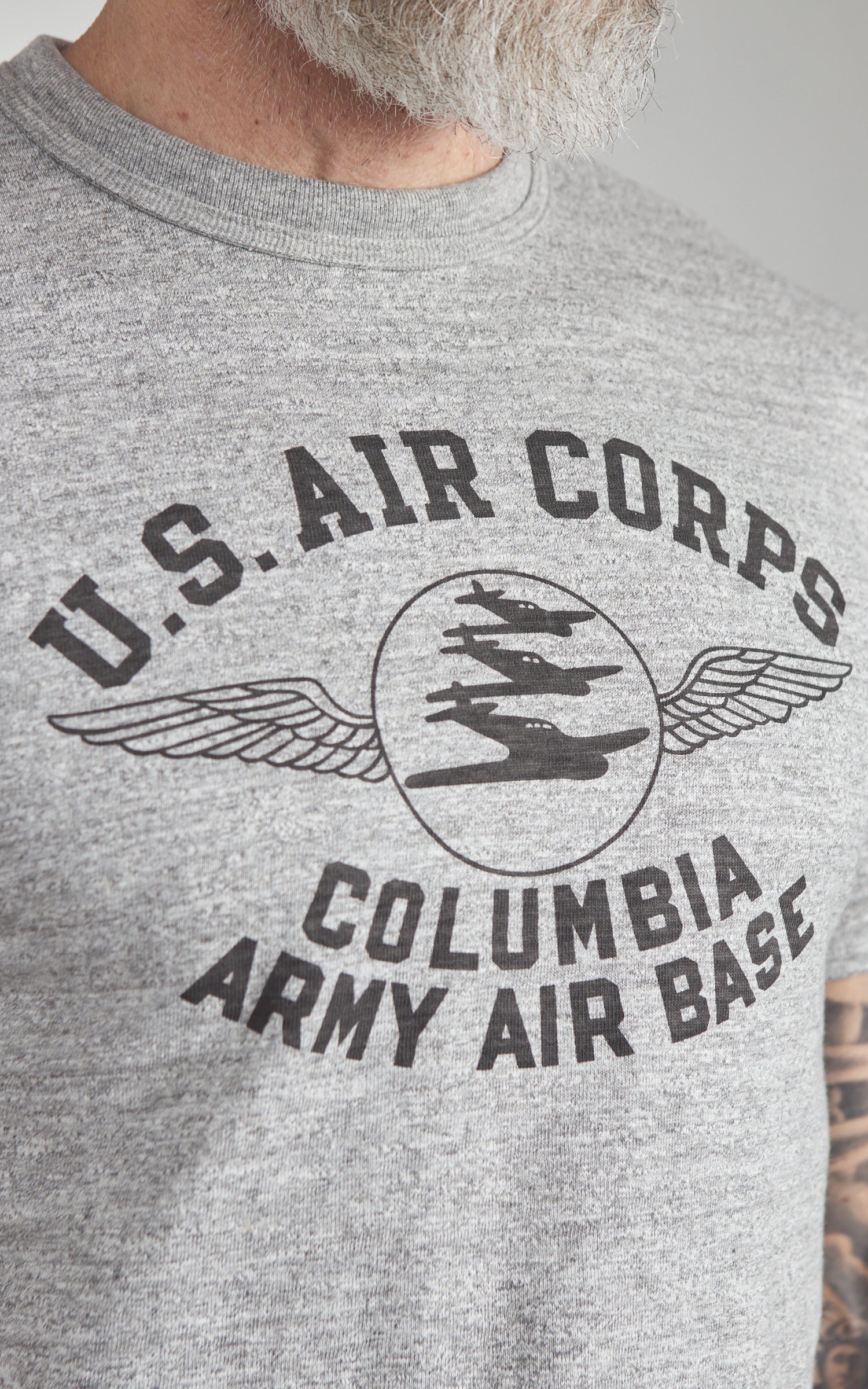 Warehouse & Co. Lot 4601 Columbia Army Air Base T-Shirt Heather Grey - Image 5