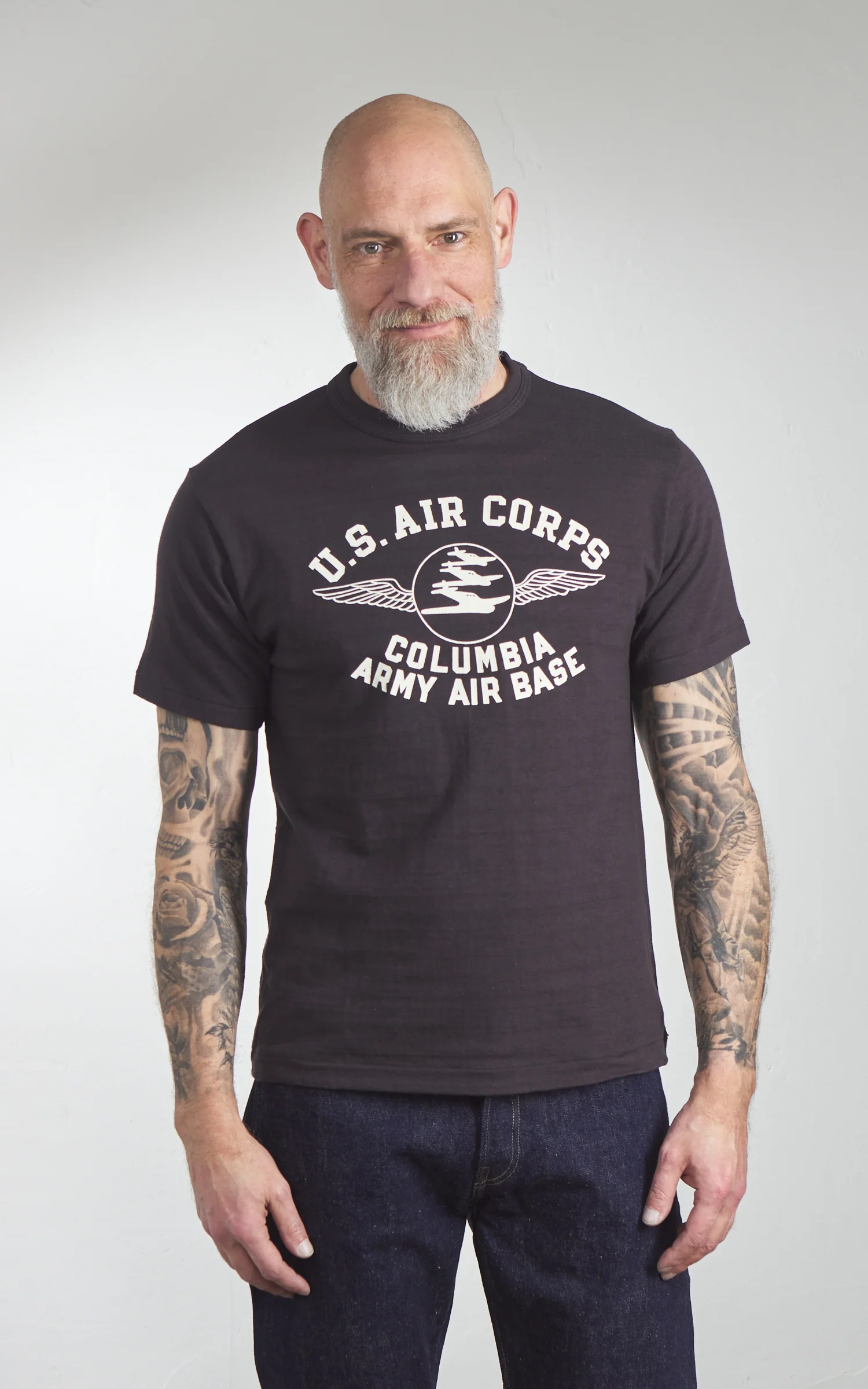 Warehouse & Co. Lot 4601 Columbia Army Air Base T-Shirt Sumi Black - Image 2