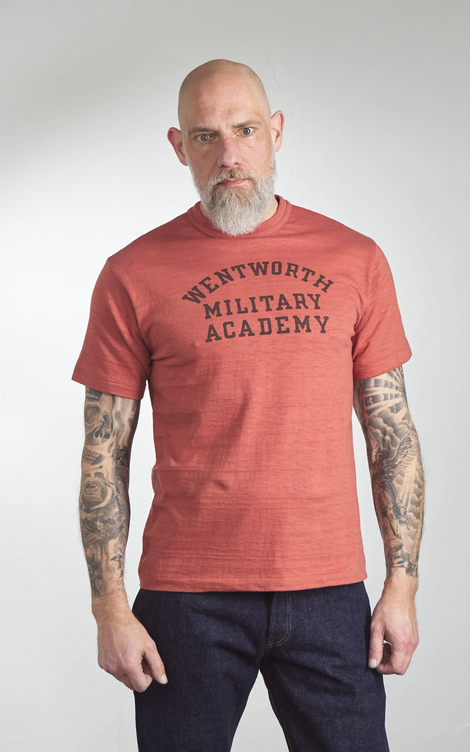 Warehouse & Co. Lot 4601 Military Academy T-Shirt Salmon - Image 2