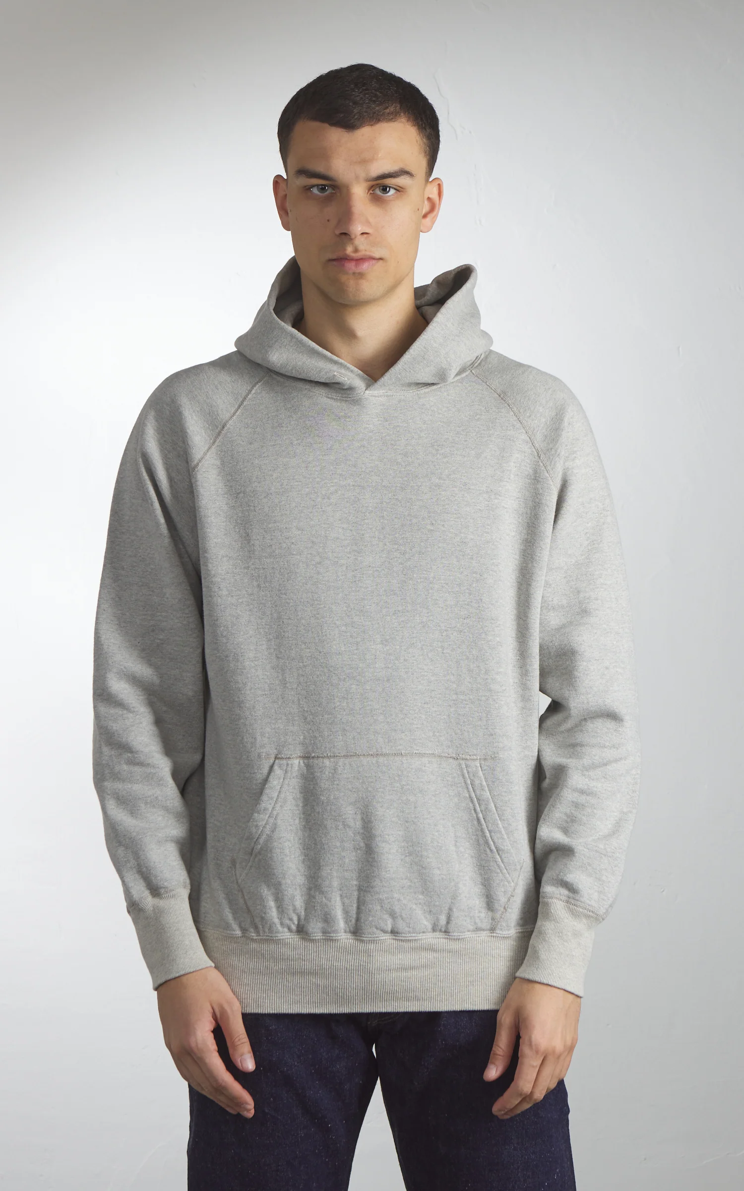 Warehouse & Co. Lot 462 Plain Hooded Sweatshirt Heather Grey - Image 2