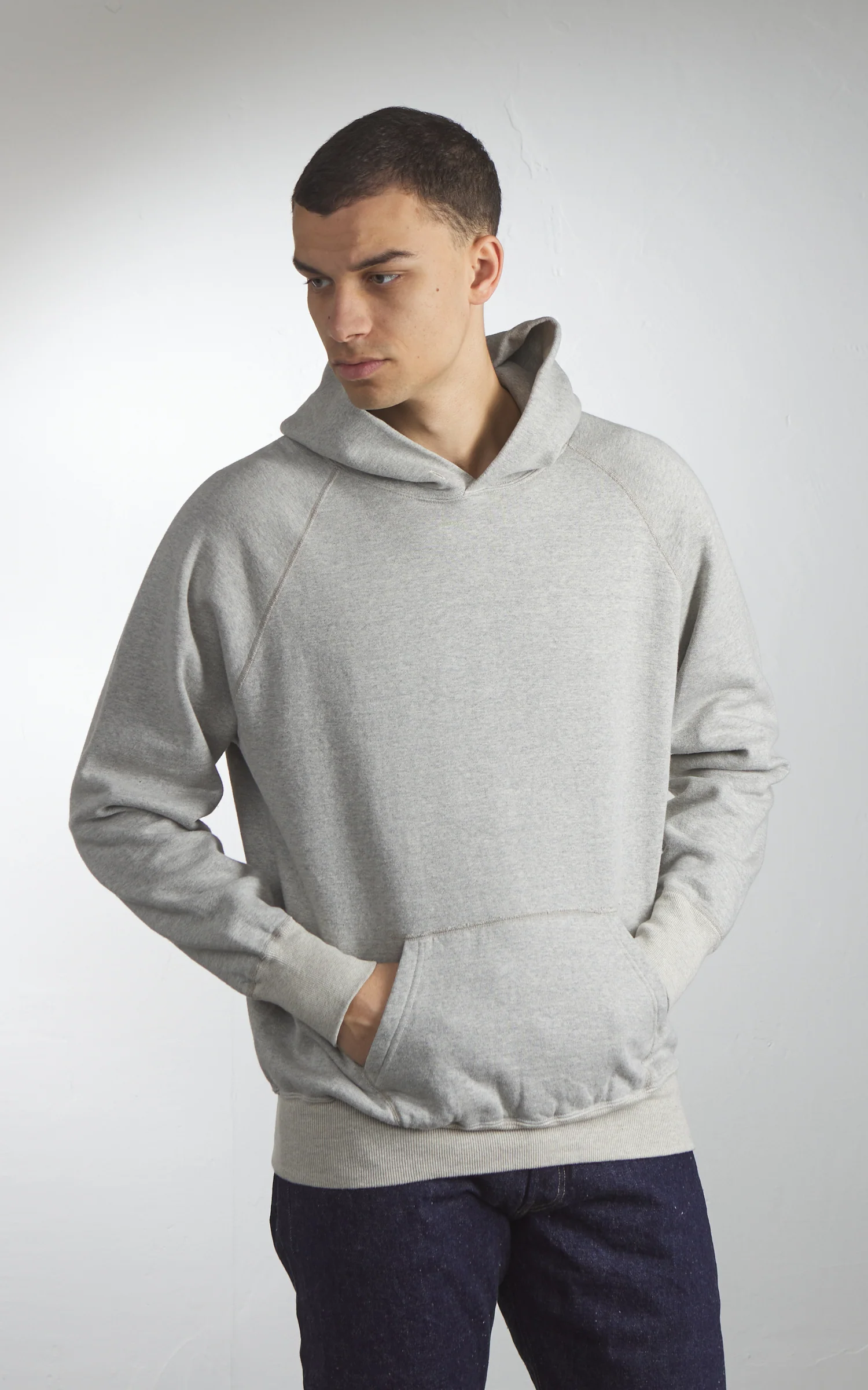Warehouse & Co. Lot 462 Plain Hooded Sweatshirt Heather Grey - Image 5